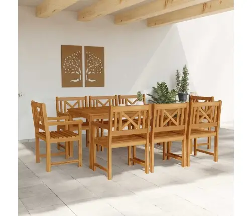 Dārza Ēdamstabu Komplekts 9 Pcs Brūna 180 X 90 X 75 Cm Vidaxl