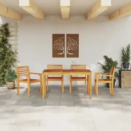 Dārza Ēdamgalds 5 Pcs Brūna Cietā Akācijas Koks Vidaxl
