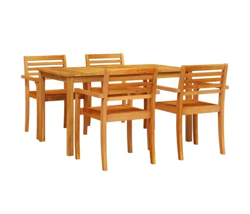 Dārza Ēdamgalds 5 Pcs Brūna Akācijas Masīvkoks Vidaxl