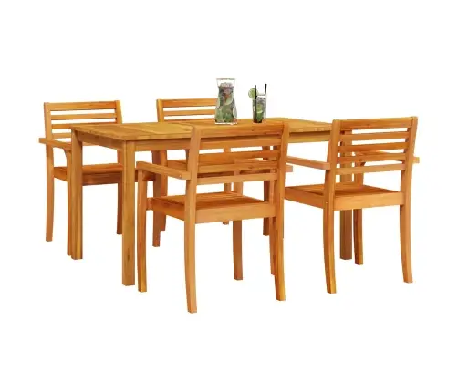 Dārza Ēdamgalds 5 Pcs Brūna Akācijas Masīvkoks Vidaxl