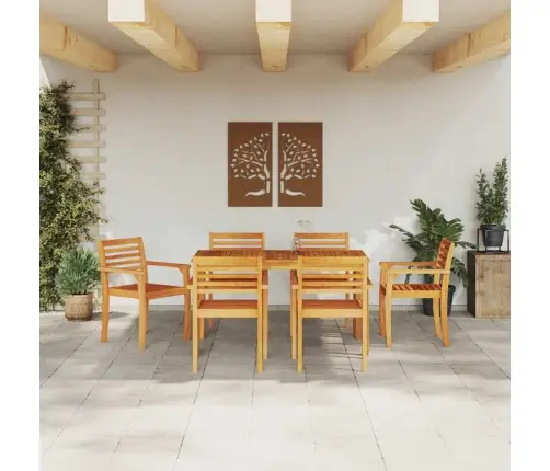 Sodo Valgomojo Komplektas 7 Pcs Ruda Kietos Akacijos Mediena