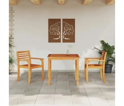 Dārza Ēdamkomplekts 3 Pcs Dabiska Koksne 85 X 85 X 75 Cm Vidaxl