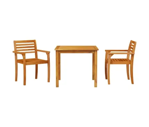 Dārza Ēdamkomplekts 3 Pcs Dabiska Koksne 85 X 85 X 75 Cm Vidaxl