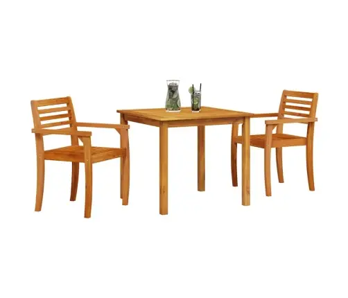 Dārza Ēdamkomplekts 3 Pcs Dabiska Koksne 85 X 85 X 75 Cm Vidaxl