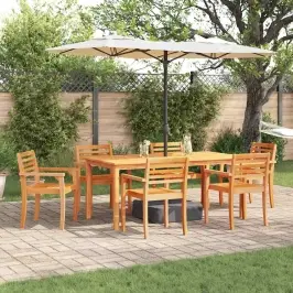 Dārza Ēdamgalds 7 Pcs Brūna Cietā Akācijas Koks Vidaxl