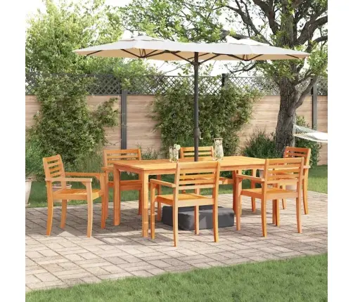 Dārza Ēdamistabas Komplekts 7 Pcs Dabīgs 180 X 90 X 75 Cm Vidaxl