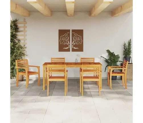 Dārza Ēdamistabas Komplekts 7 Pcs Dabīgs 180 X 90 X 75 Cm Vidaxl