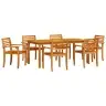 Dārza Ēdamistabas Komplekts 7 Pcs Dabīgs 180 X 90 X 75 Cm Vidaxl