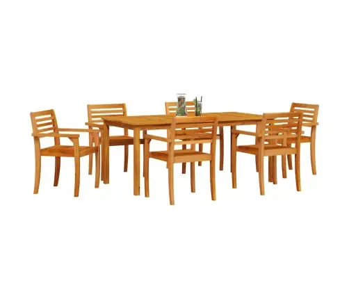 Dārza Ēdamistabas Komplekts 7 Pcs Dabīgs 180 X 90 X 75 Cm Vidaxl