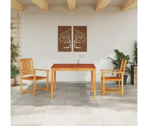 Sodo Valgomojo Komplektas 3 Pcs Ruda Akacijos Medienos Masyvas Sodo Valgomojo Komplektas 3 Pcs Ruda Akacijos Medienos Masyvas