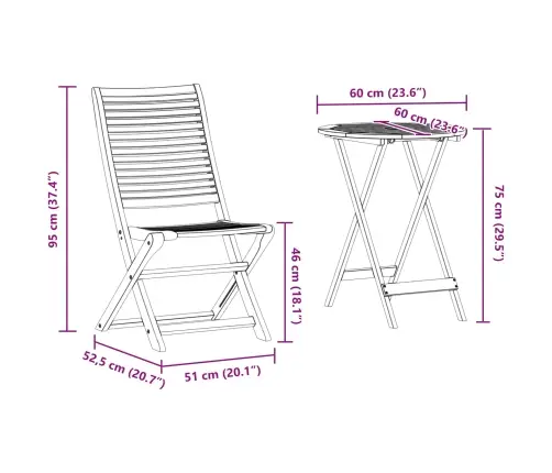 Āra Mēbeļu Komplekts 3 Pcs Dabiska Koksne 60 X 60 X 75 Cm Vidaxl