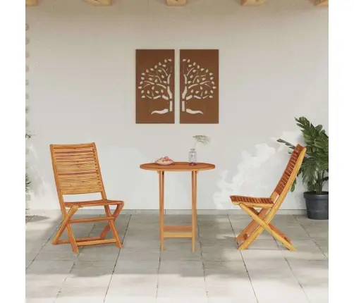 Āra Mēbeļu Komplekts 3 Pcs Dabiska Koksne 70 X 70 X 75 Cm Vidaxl