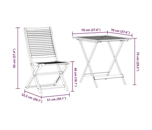 Āra Mēbeļu Komplekts 3 Pcs Dabisks Koks 70 X 70 X 75 Cm Vidaxl