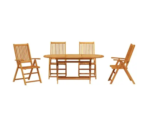 Āra Ēdamgalds 5 Pcs Dabiska Koksne Liels Cietā Akācijas Koks Vidaxl