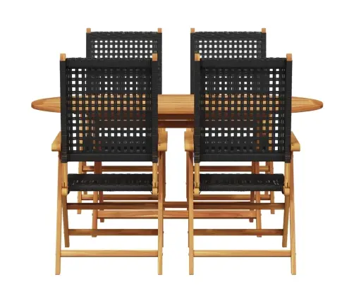 Salokāms Dārza Galds 5 Pcs Melna Vidaxl