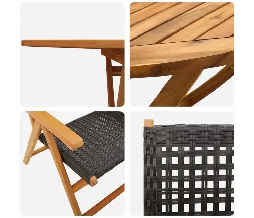 Dārza Ēdamgalds 7 Pcs Melna Vidaxl