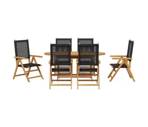 Dārza Ēdamgalds 7 Pcs Melna Vidaxl