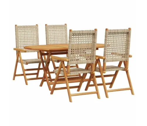 Aia Söögilaudade Komplekt 5 Pcs Beež Tugev Akatsiapuu