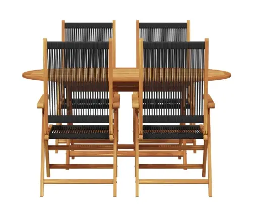 Salokāms Dārza Galds 5 Pcs Melna Vidaxl