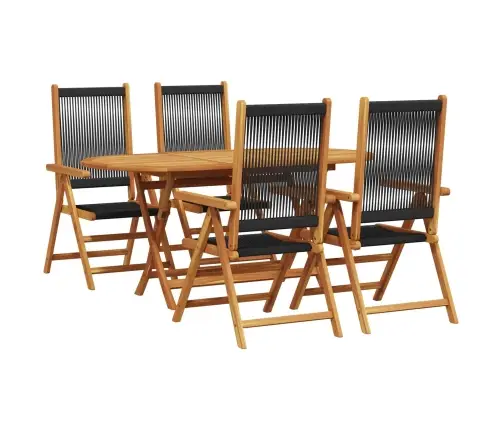 Salokāms Dārza Galds 5 Pcs Melna Vidaxl