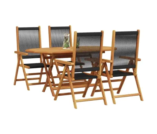 Salokāms Dārza Galds 5 Pcs Melna Vidaxl