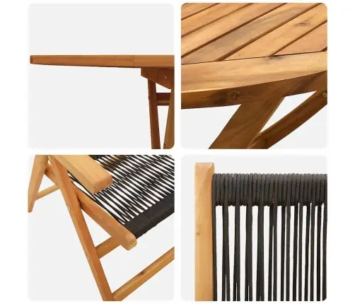 Dārza Galds 7 Pcs Melna Vidaxl