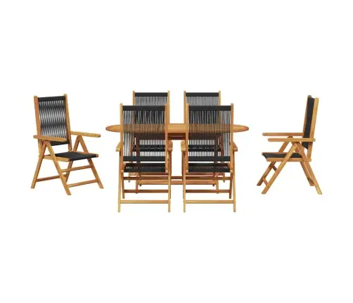 Dārza Galds 7 Pcs Melna Vidaxl