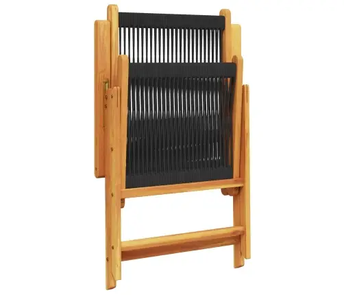 Sodo Valgomojo Komplektas 7 Pcs Juoda Kietos Akacijos Mediena