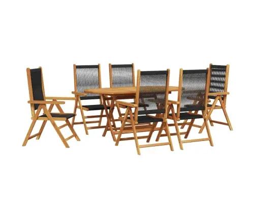 Dārza Galds 7 Pcs Melna Vidaxl