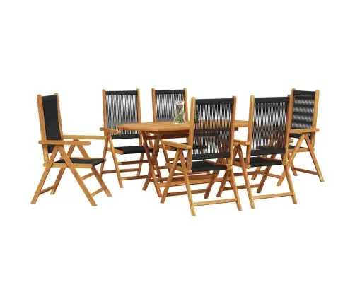 Dārza Galds 7 Pcs Melna Vidaxl