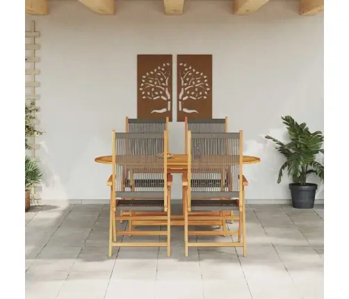 Dārza Ēdamgalds 5 Pcs Pelēka Vidaxl