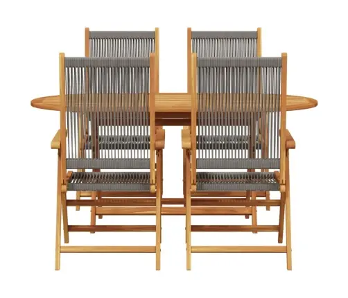 Dārza Ēdamgalds 5 Pcs Pelēka Vidaxl