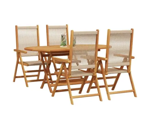 Salokāms Dārza Galds 5 Pcs Bēša 160X85X75 Cm Vidaxl