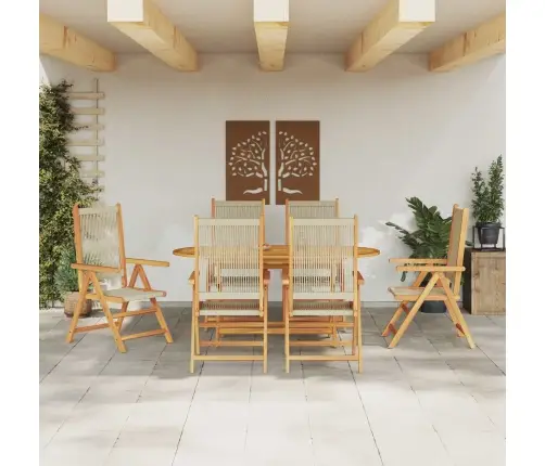 Salokāmais Dārza Galds 7 Pcs Bēša Vidaxl