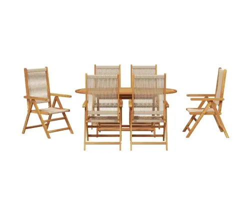 Salokāmais Dārza Galds 7 Pcs Bēša Vidaxl