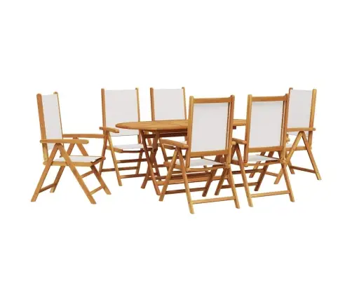 Dārza Ēdamgalds 7 Pcs Krēmkrāsas Balts 6 Sēdvietu Komplekts Vidaxl