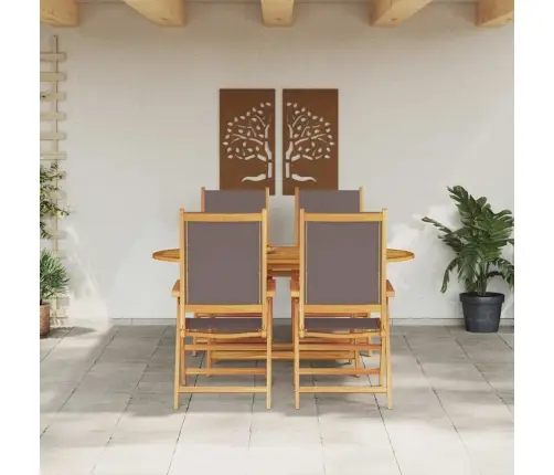 Dārza Ēdamgalds 5 Pcs Antracīts 4-Vietīgs Koks, Tekstils Vidaxl