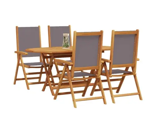 Dārza Ēdamgalds 5 Pcs Antracīts 4-Vietīgs Koks, Tekstils Vidaxl