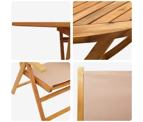 Sodo Valgomojo Komplektas 5 Pcs Taupe Kietos Akacijos Mediena