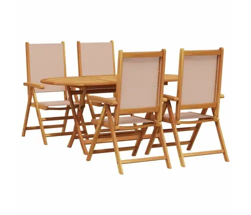 Sodo Valgomojo Komplektas 5 Pcs Taupe Kietos Akacijos Mediena