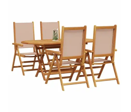 Sodo Valgomojo Komplektas 5 Pcs Taupe Kietos Akacijos Mediena