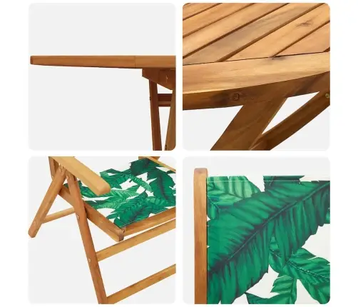 Aia Söögilaudade Komplekt 5 Pcs Lehe Muster Tugev Akatsiapuu