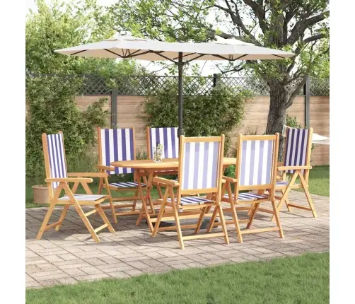 Sodo Valgomojo Komplektas 7 Pcs Mėlyna Ir Balta