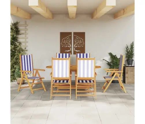 Sodo Valgomojo Komplektas 7 Pcs Mėlyna Ir Balta