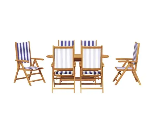 Sodo Valgomojo Komplektas 7 Pcs Mėlyna Ir Balta