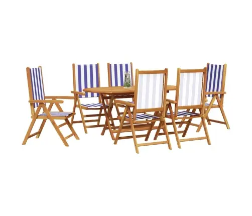 Sodo Valgomojo Komplektas 7 Pcs Mėlyna Ir Balta