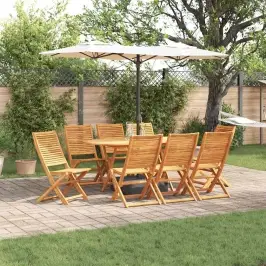 Dārza Ēdamgalds 9 Pcs Brūna Akācijas Masīvkoks Vidaxl