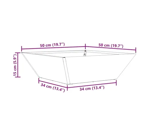 Dārza Bļodas Stādītājs Melns 50X50X15 Cm Tērauds Vidaxl