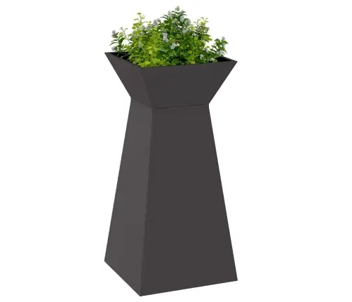 Dārza Kolonnas Puķupodi 2 Gabali Ar Bļodu, Melns, Izmērs 35X35X73 Cm, Tērauds. Vidaxl