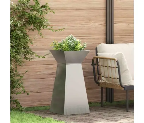 Dārza Pīlāra Puķu Pods Ar Bļodu 35X35X73 Cm, Cinkots Tērauds Vidaxl